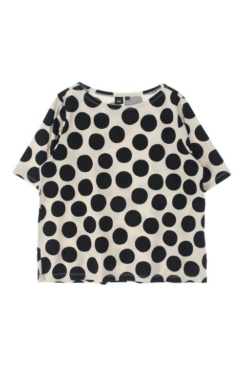 유니클로 x 마리메꼬 (Woman - L) 코튼 로고 도트 패턴 반팔 티셔츠